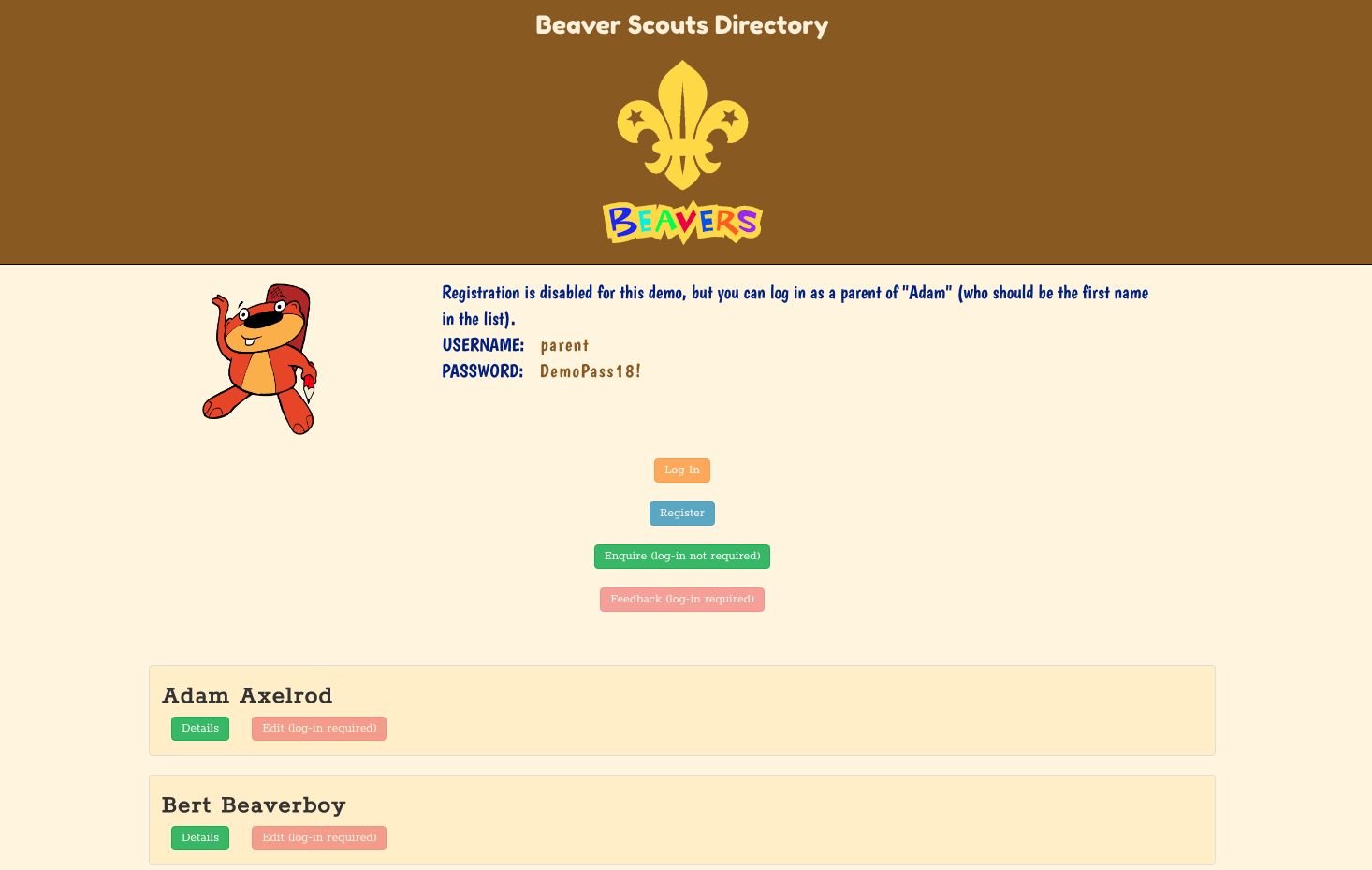 Beaver Scout Directory